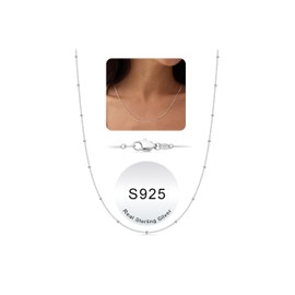 IEFWELL 925 Sterling Silver Chain Necklace for Women - Sterling Silver Satellite Bead Chain Choker, Dainty Italian Quality Sturdy hypoallergenic Necklace, 18 Inch Jewelry Gifts for Men Women