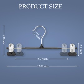 HWAJAN Clothes Pants Hangers with Wide Clips 20 Pack,Non-Slip Adjustable Skirt Hanger for Women,Space-Saving Heavy Duty Men Hangers for Pants,Trousers,Jeans,Shorts 12Inch Black