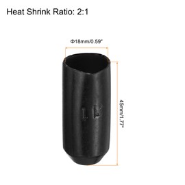 MECCANIXITY 10Pcs Heat Shrink End Cap 18mm ID x 45mm l 2:1 Ratio Waterproof Electrical Wire Wrap Heat Shrink Tubing Caps Lined Sealed for Wire Cable, Black