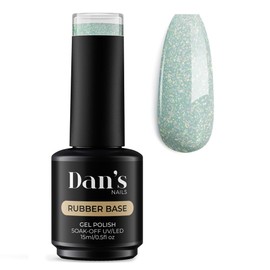 Dan's Nails – Crystal Lagoon Glow Rubber Base Gel Polish | Teal Iridescent Glitter | Soak off UV/LED Lamp