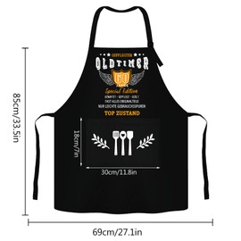 Tarklanda BBQ Apron 60th Birthday Man Gift Funny Cooking Apron Cotton Kitchen Apron Gift Ideas BBQ Apron Black Apron Gift for Men 60th Birthday BBQ Party
