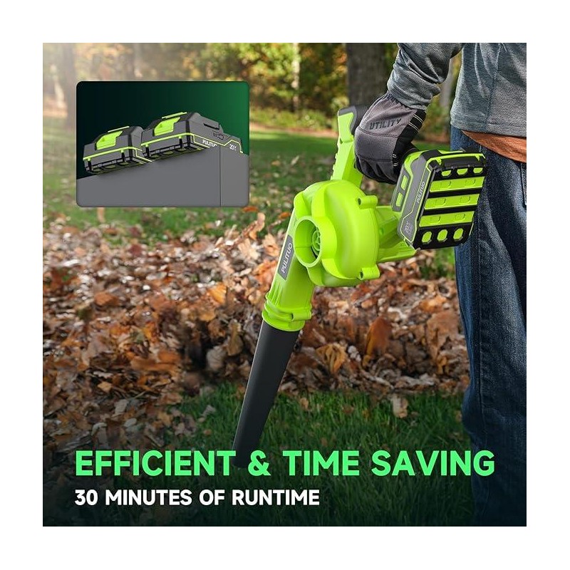 PULITUO Cordless Leaf Blower with 4.0Ah Battery and Charger Lightweight
