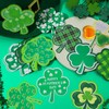JUNEBRUSHS Shamrock Cutouts, 120Pcs St. Patrick's Day Cutouts Assorted Pattern