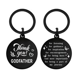 DGXMD Fathers Day Keyring Gifts for Godfather - Thank You Godfather Keyring - Birthday Keepsake Gift for Godfather from Godson Goddaughter