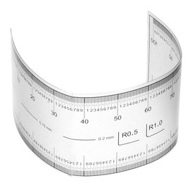 PATIKIL Film Flexible Ruler 10cm 0.1mm Scale with R Angle and Width Lines Clear PET Plastic Soft Folding Straight Ruler for Factory, Translucent, 1 Pcs