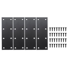 Paquete de 4 Escuadras de Refuerzo Rectas Planas, ULIFESTAR Placa de Refuerzo de Acero Inoxidable Negro Soporte de Estante de Metal Placa de Fijación y Unión para Muebles, Madera, Estantes, Gabinete