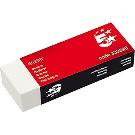 5 Star Plastic Eraser Paper-Sleeved 60x21x21mm [Pack 10]