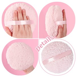 Extra Large Powder Puff, 6'' Soft Reusable Body Powder Puff Ultra Soft Washable Large Round Velour Powder Puff, Body Powder Applicator,Oversize Dust Puffs for Women(Pink)