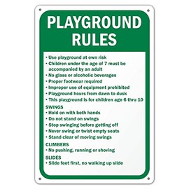 Cooltin Playground Rules Safety Sign Tin Signs Caution Warning Sign Outdoor 8x12