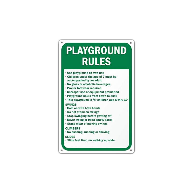 Cooltin Playground Rules Safety Sign Tin Signs Caution Warning Sign