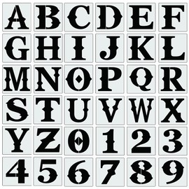 3inch Letter Stencils 36pcs Stencils Letter Alphabet Stencil Number Reusable&Flexible Stencils for Painting On Wood Wall Porch Fabric