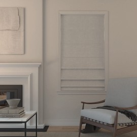 Sun Zero Seraphina Textured Total Blackout Cordless Roman Shade, 27" x 64", White