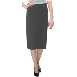 Baby'O Women's Basic Modest 26" Below The Knee Length Stretch Knit Straight Skirt (Charcoal, 18)