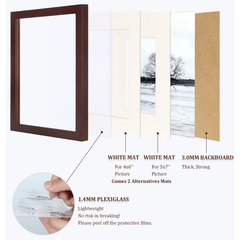 Egofine 8x10 Picture Frames Made of Solid Wood with Plexiglass,