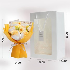 gotokus Braided Artificial Flower Bouquet with LED Light, Plush Bouquet, Yarn Bouquet, Rose, Daisy, Non-Withering Flower, Graduation Celebration, Cute, Appreciation, Female Friends, Gift, Birthday