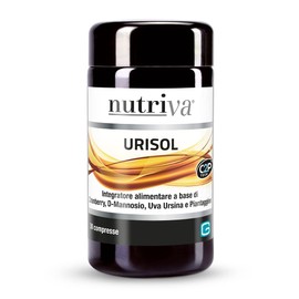 NUTRIVA Urisol, Integratore alimentare, Supporta le funzionalità delle vie urinarie. Integratore Naturale a base di Cranberry, D-Mannosio, Uva ursina e Piantaggine, Vegan, 30 compresse