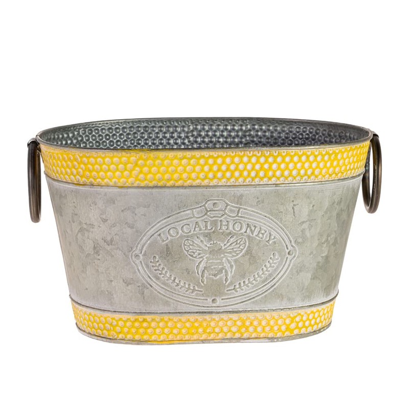 Boston International Oval Tins Set of Two Textured Galvanized Metal
