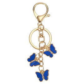 PATIKIL Butterfly Charm, Enameled Keychain Cute Butterfly Pendant Keyring Purse Bag Accessories Car Ring Pendant for Handbag Keys, Blue