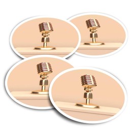 Vinyl Stickers (Set of 2) 10cm - Microphone Radio Broadcast Fun Decals for Laptops,Tablets,Luggage,Scrap Booking,Fridges #16319