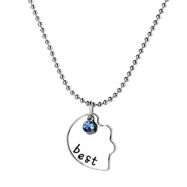 Houhounb Alloy Friendship Necklace BFF Chain with Diamond Best Friends Forever Necklace Labelling Partner Jewellery for Best Friends Sisters Gifts, Pack of 3, Silver, Zinc, Diamond