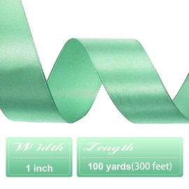 Sage Green Ribbon, 100 Yards 1 Inch Sage Green Satin Ribbon for Gift Wrapping Hair Ribbon Flower Bouquet Silk Ribbons for Crafting Bow Making Wedding Party Home Decoration