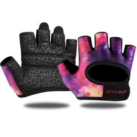 RYMNT Minimal Weight Lifting Gloves,Short Micro Workout Gloves Grip Pads with Full Palm Protection & Extra Grip for Men Women Weightlifting,Gym,Exercise Training.Galaxy-Large