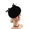 Bubbmi Women Black Velvet Fascinator Hat, Celebrity Lady Velour Feather