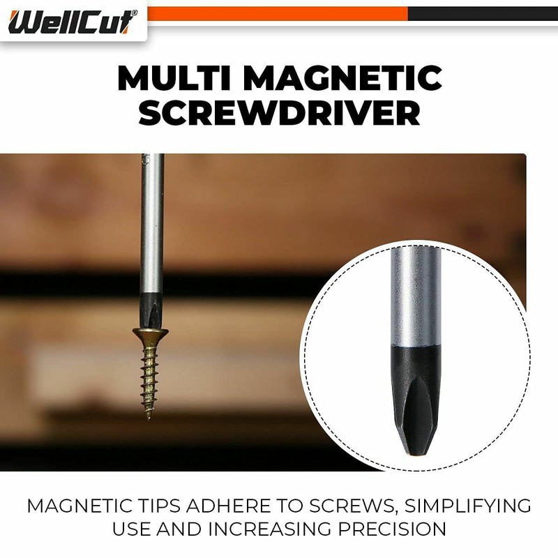 8 Piece Precision Magnetic Screwdriver Set with Slotted and Phillips