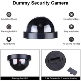 Dummy Camera Fake Security CCTV Dome Camera Flashing Red LED Light Motion Sensor