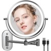 Auxmir Rechargeable Wall Mounted Lighted Makeup Mirror, 8" Double Sided