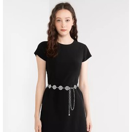 Liutufy Women's O-Ring Chain Body Chain Adjustable Waist Chain (Silver Circle-L)