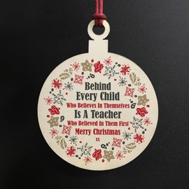 Gift For Teacher From Child Wooden Bauble THANK YOU Gift