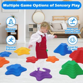 Balance Stepping Stones for Kids 11pcs Anti-skidding Stepping Stones Set Balance Blocks Indoor & Outdoor Kids Fitness Equipment Promotes Balance Coordination & Strength(Star)