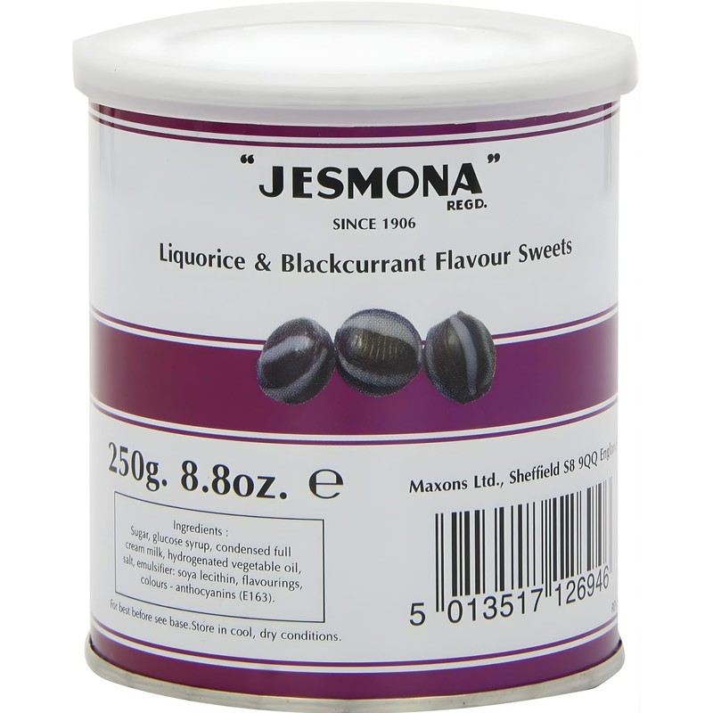 Jesmona Liquorice & Blackcurrant Candy - British Hard Candy 250g