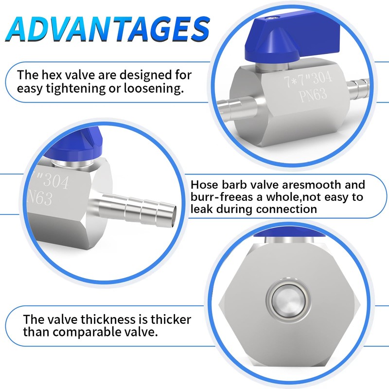 ChillWaves 304 Stainless Steel Mini Ball Valve, Shut Off Switch