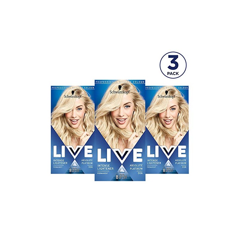 Schwarzkopf Live Intense Blonde Lightener, 3-Pack Permanent Lightening Colour with