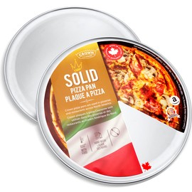 Crown Pizza Pan 12 inch, 2 Pack, Sturdy, Rust Free, Pure Aluminum, Made in Canada
