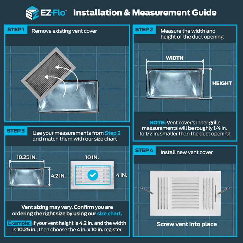 EZ-FLO 12 x 6 Inch (Duct Opening) Air Vent Cover