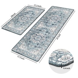 MAYHMYO Kitchen Rugs Sets of 2 Moroccan Kitchen Mat Anti Fatigue Mats for Kitchen Floor Moroccan Non Slip Waterproof Comfort Mat for Kitchen Sink Floor Laundry Office