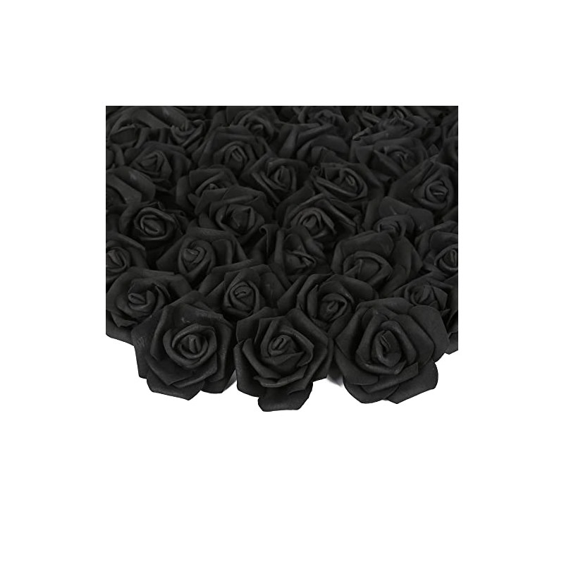 100 rosas artificiales de espuma, rosas falsas negras, clásicas, para
