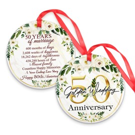 CEZII 50 Years Married as Mr & Mrs Ornament 2024, 50th Wedding Anniversary Christmas Ornament for Parents, Wedding 50 Golden for Couple Husband Wife Friends, Chrismas Tree Decorations