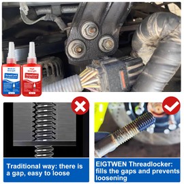 Thread Lock High Strength+Medium Strength, 100ml Lock Tight Threadlocker Prevent Nuts, Bolts and Screws from Loosening Due to Prolonged Vibration, Thus Locking and Sealing Metal Nuts and Bolts