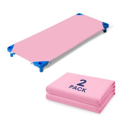Comfyanno Cot Sheets for Daycare Toddler Size - 23" x 40" - 2 Pack - Soft & Comfortable Brushed Microfiber - Fitted Cot Sheet Cover - for Daycare/Preschool Kids, Boy/Girls Nap Time - Pink