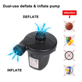 Portable Electric Air Pump Air Mattress Pump Hand Pump Quick-Fill Air Pump with 3 Nozzles Inflator/Deflator Pumps for Air Mattress Bed Pool Raft Toys Vacuum Bag