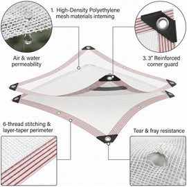 Greenhouse White Shade Cloth 50% Shade Mesh Tarp with Grommets for Garden Plant Patio Chicken Coop (10x20ft) / Greenhouse White Shade Cloth 50% Shade Mesh Tarp with Grommets for Garden Plant Patio Chicken Coop (10x20ft)
