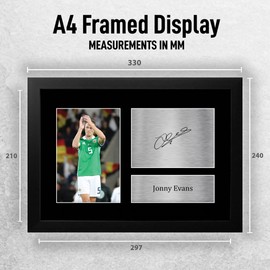 HWC Trading FR A4 Jonny Evans Ireland Gifts Printed Signed Autograph Picture for Football Fans and Supporters - A4 Framed