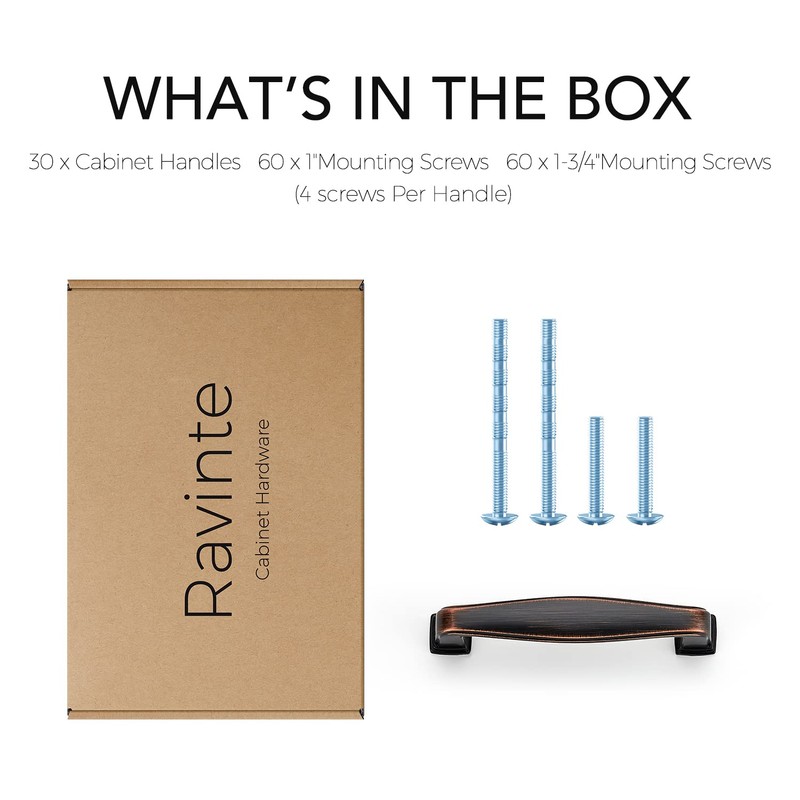 Ravinte 30 Pack Solid 3 Inch Kitchen Cabinet Handles Oil