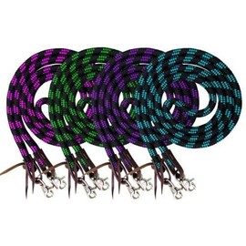 Showman 8' Braided Nylon Barrel Reins w/Scissor Snap Ends (Green)