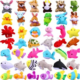 Sumind 42 Pcs Mini Stuffed Animals Toys Set Small Plush Keychain Decorations for Teacher Student Award, Carnival Prizes, Goodie Bags Filler, Christmas Valentine Easter Party Favors(Cute Style)