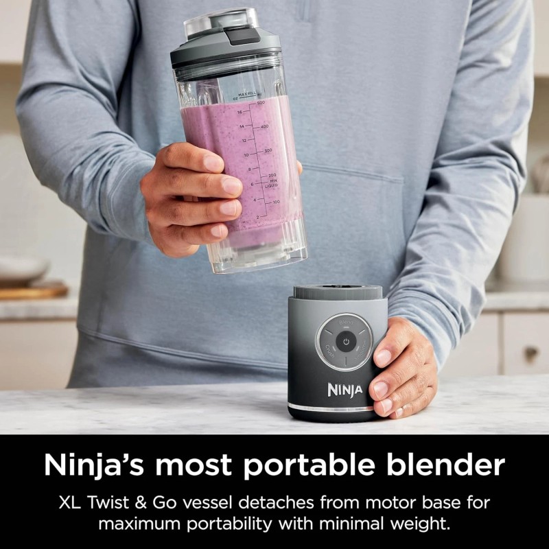 Ninja BC251GY Blast Max Cordless Blender, 22oz, Gray - Certified